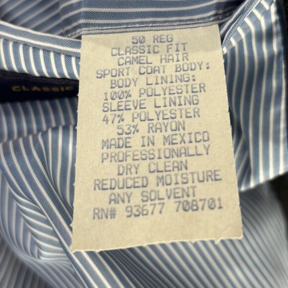 Stafford Sport Coat Mens 50R Charcoal Camel Hair Classic Fit Blazer 2 Button - Picture 14 of 14